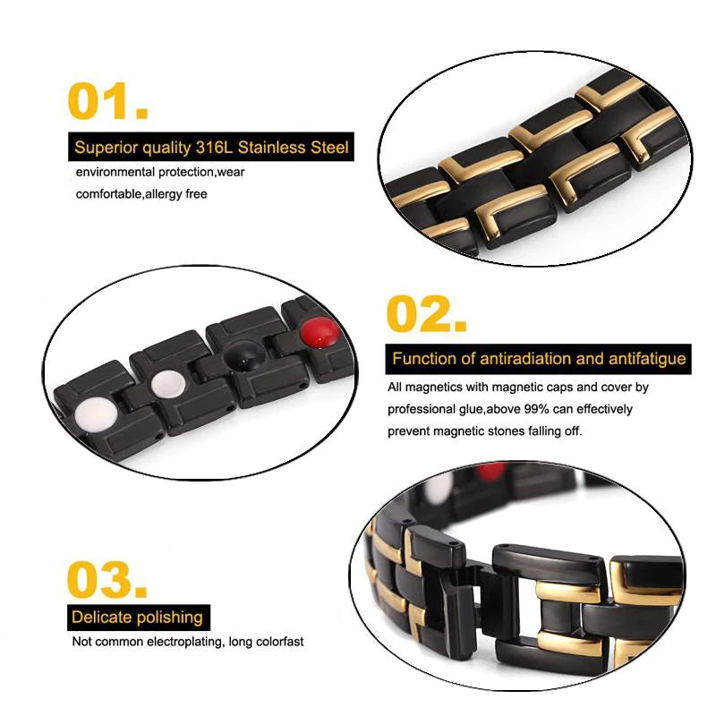 Bracelet Magnétique énergétique Santé BIO – Acier Inoxydable – NEUF